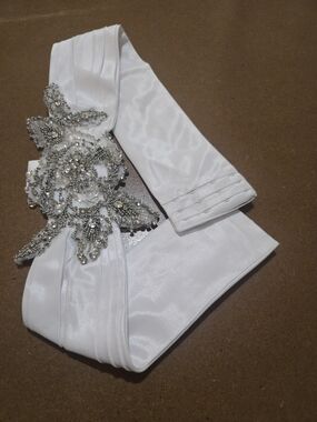 Ivory Taffeta  Embellished Waist Belt